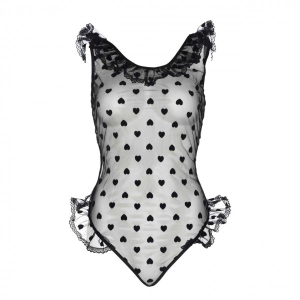 Schwarzer String Teddy mit Herzen Leg Avenue 89237 0107