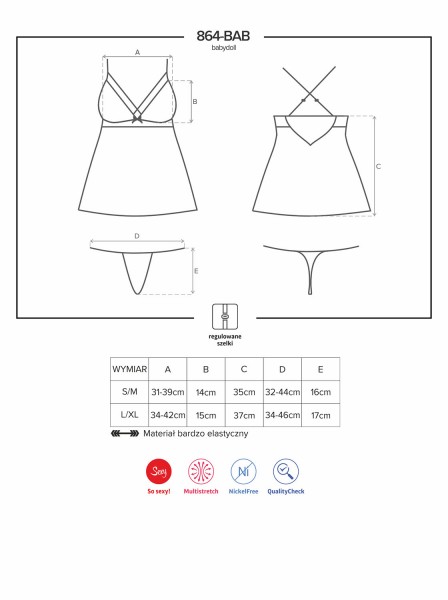 Maße Babydoll schwarz Obsessive 0165