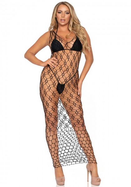 Hexi Net Netzkleid lang schwarz Leg Avenue 86965