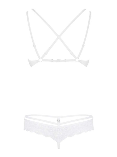 Weißes Spitzen BH String Set Obsessive 0187