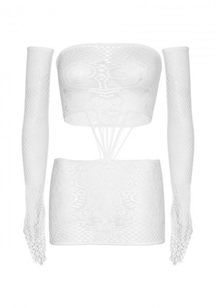 Leg Avenue 86133 Netz Minikleid und Handschuhe weiß