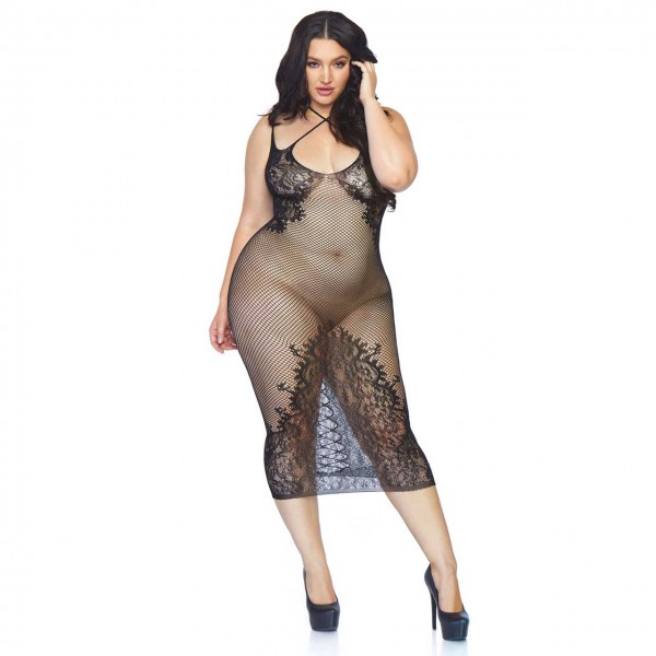 Langes Netzkleid mit Spitze Leg Avenue große Größe 0089