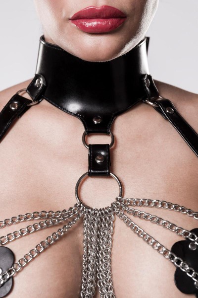Detail Harness Set Kunstleder Ketten Grey Velvet 20201