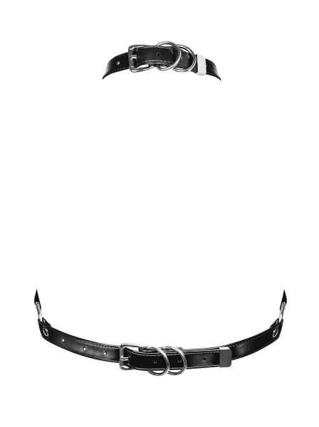 Schwarzes Harness Oberteil Lederoptik Obsessive 0143