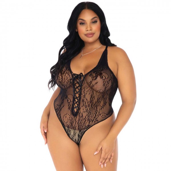 Spitzenbody mit Schnürung Plus Size Leg Avenue 89248X 0113