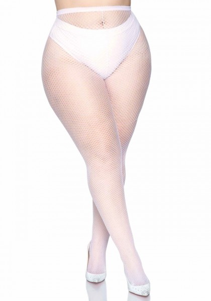 Netzstrumpfhose weiß Plus Size Leg Avenue 9001Q