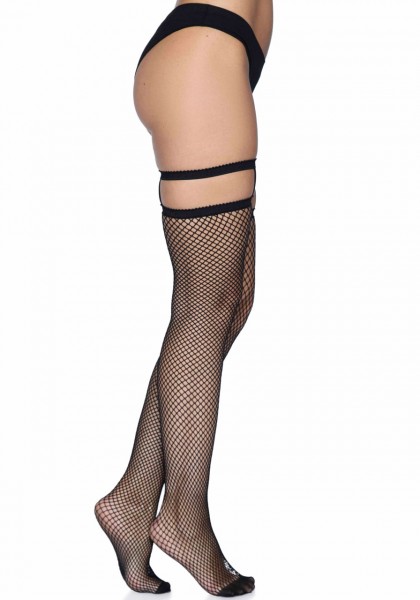 Leg Avenue 9701 schwarze Garter Top Netzstrümpfe