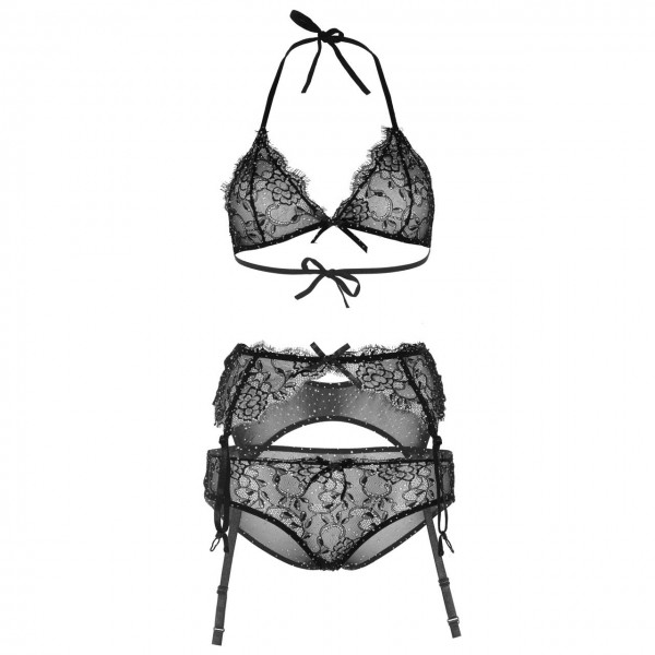 Schwarzes Strass Dessous Set Leg Avenue 81621 0084