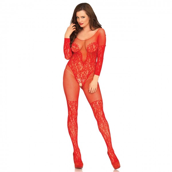 Leg Avenue 89190 Dessous Catsuit ouvert rot 0108