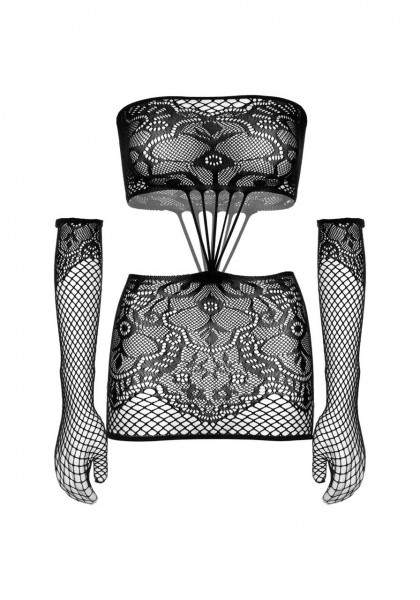 Leg Avenue 86133 Netz Minikleid und Handschuhe schwarz