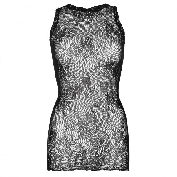 0062 transparentes schwarzes Spitzen Minikleid PlusSize